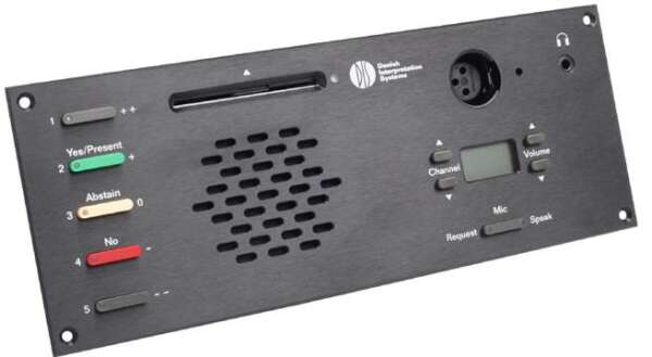 DIS CM 6680 F врезной микрофонный пульт председателя: XLR разъем, громкоговоритель, 5 кнопок голосования